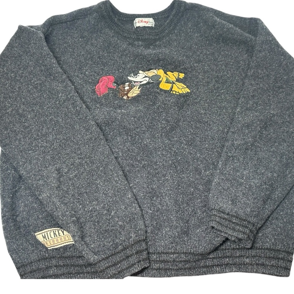 The Disney Store Vintage Black Wool Sweater Medium? Mickey Outdoors Pluto - Picture 9 of 12